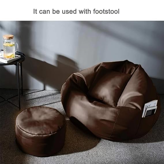 Image of karuto 4XL Bean Bag Cover with Footrest & Cushion (Without Beans) (Brown, XXXXL)