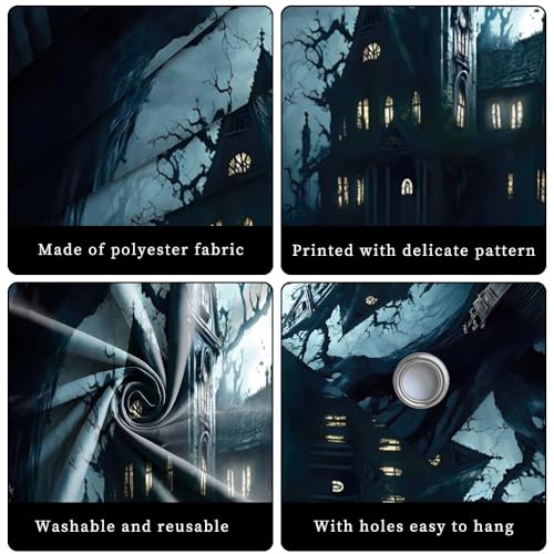 51ZGyjwIZsL Leyiyi 7x16ft Halloween Garage Door Decoration Banner Spooky Graveyard Castle Haunted House Halloween Garage Door Cover for Home Outdoor Wall Door Halloween Decoration