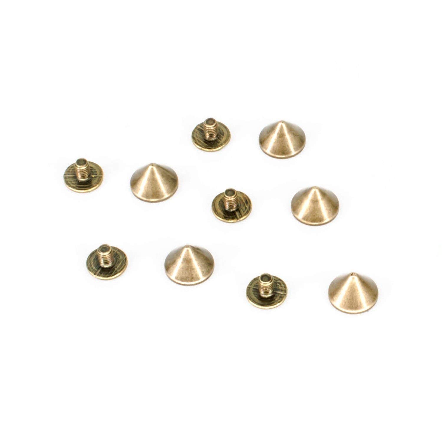 Weddecor 9.5mm x 6mm Bronze Cone Punk Spike Screw Back Studs Rivets for Leather Craft, DIY Work, Bags, Belts, Embellishment (Pack of 50)