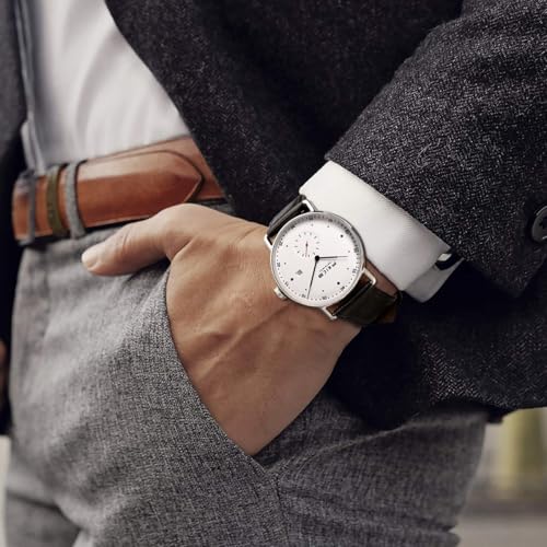 Image of FEICE New Men's Automatic Watch Unisex Classic Bauhaus Mechanical Watch Curved Mirror Waterproof Casual Dress Watches with Leather Bands -FM506