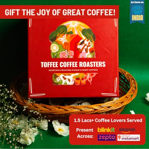 Image of Toffee Coffee Roasters French Press Gift Set | Rose Gold French Press (350ml) + 3 Premium Coffees (Mysore Nuggets, Peaberry, Baba Budangiri - 60g Each) | Coffee Lovers Hamper