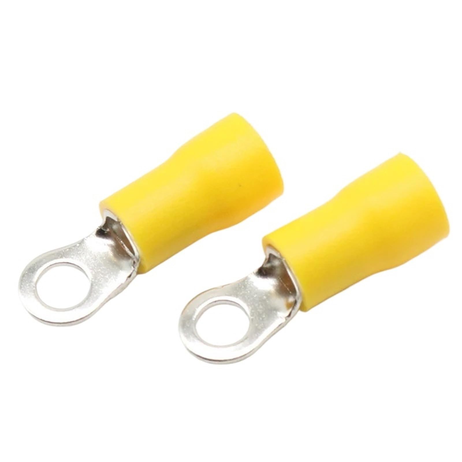 Baynopurin One Color Round Insulated Crimp Terminals 100Pcs Pack Rv5.5-4 Yellow Insulated Ring Crimp Terminal Suit 4-6Mm2 Cable Wire Connector