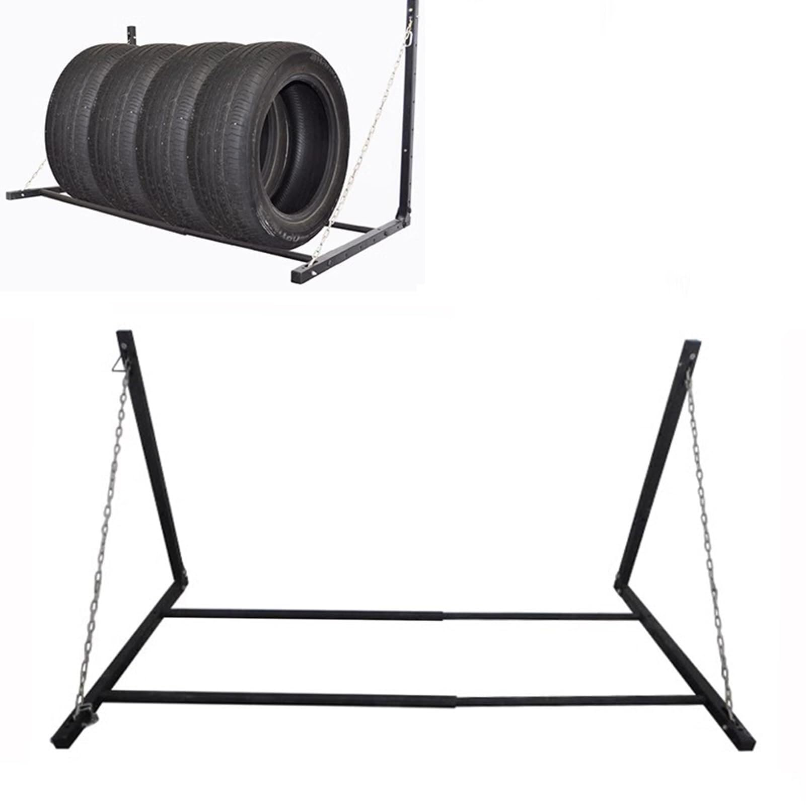 Porta Pneumatici Pieghevole, portaoggetti per Pneumatici e Ruote, ripiano Multi-Pneumatico Regolabile da Parete, Facile da installare, per riporre la Ruota di scorta in Garage.