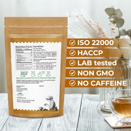 Image of 50 Bags Dried Anise Seeds Anaise Seeds Herb Tea (Pimpinella Anisum) - 50 Count 1,5 g Bags Anise Seed Herbal Tea Semilass De Anis