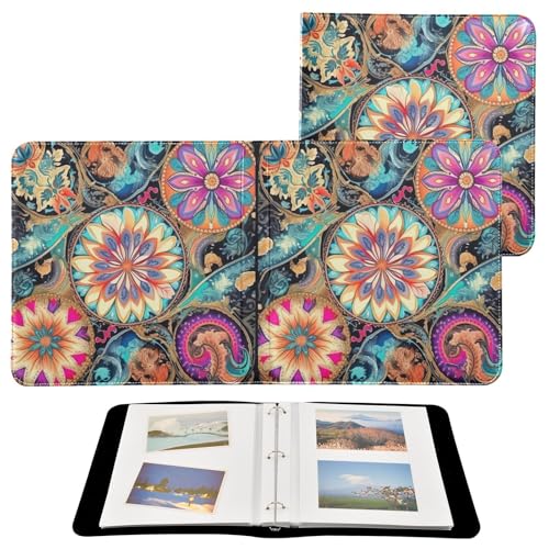 Álbum de fotos adhesivo DIY Scrapbook con cubierta de cuero PU, diseño de anillos, 40 páginas, tamaño 11.8 x 11.2 pulgadas miniatura 2