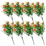 VANZACK Ramo de Tallos de Eucalipto Artificiales 8 Piezas Hojas y Frutas Naranjas, Decoración para Centros de Mesa, Resistente Decoloración, sin Mantenimiento para Hogar y Oficina