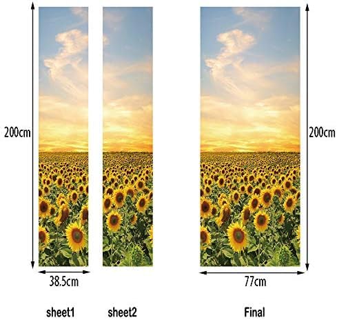 Adesivo 3D Porta Con Girasoli - Carta Da Parati Autoadesiva 90x210cm PVC