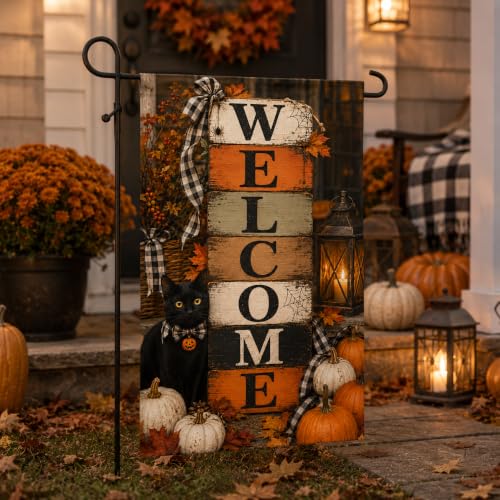 Halloween Welcome Garden Flag 12x18 Inch, Double Sided Yard Decor Outside - image 2