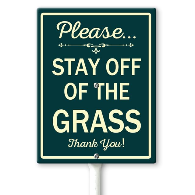 Horienteeon Please Stay Off Of The Grass Yard Sign with Stakes 17.5×22cm, Sturdy Aluminum Yard Signs Rust Free, Keep Off The Grass Yard Sign, Stay Off Grass Signs, Easy to Install