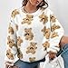 HGps8w Women's Cute Bear Plush Pajama Tops, Pullover Soft Fluffy Fleece Warm Sweatshirts Winter Comfy Fuzzy Lounge Sleepwear