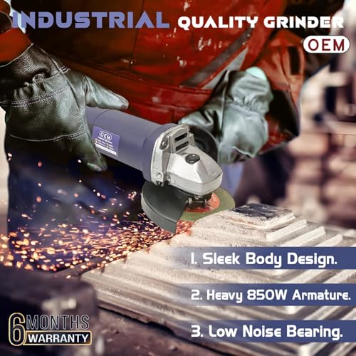 Image of OEM Professional Angle Grinder Machine 850W | Heavy Duty Copper Motor | 100mm (4 Inch) Grinder Cutter for Cutting, Grinding & Polishing | Low Noise | No Heating | 6 Months Warranty Back Switch (AG80)