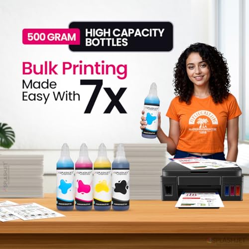 Image of Splashjet GI 790 Compatible Refill Ink for CN Pixma G2010, G2000, G1010, G1000, GM2070, G3010, G3000, G4000, G4010 Printer Ink Bottle for CN Inktank Printer (Yellow x 500gm) - 506005
