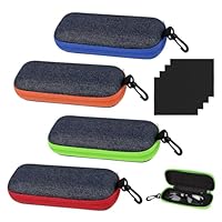 SZSMW 4 Funda Gafas - Funda Gafas Rigida - Fundas Gafas - Puede Acomodar Una Variedad de Gafas, Es Un Regalo Ideal para Familiares, Amigos Y Colegas (Con 4 Gafas de Tela)