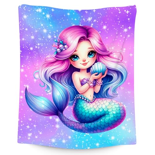 Mermaid Blanket Gifts for Girls - Soft Cozy Fleece Throws for Couch, Bed 60"x80"
