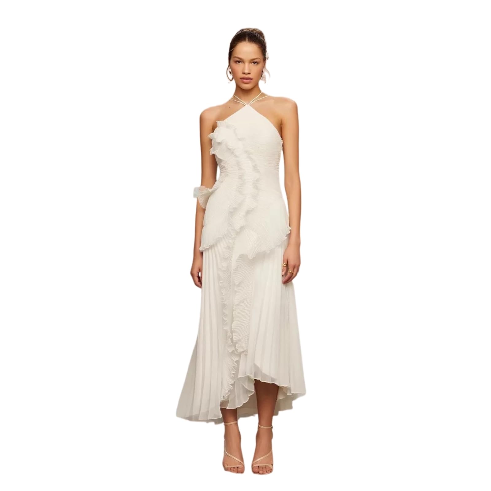 Vestito Elegante Abito Senza Spalline per Le Donne - Stile Estate 2026 con Dettaglio Borsetta E Fessura, Ideale Feste Serali Ed Eventi Speciali-White-s-China Mainland