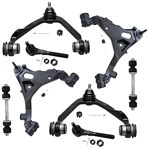 Image of Detroit Axle - 4WD Front End Suspension Kit for Ford F-150 Expedition F-250 Lincoln Navigator 4 Lower & Upper Control Arms w /Ball Joints 2 Outer Tie Rod End Links 2 Sway Bars Replacement - 8pc Set