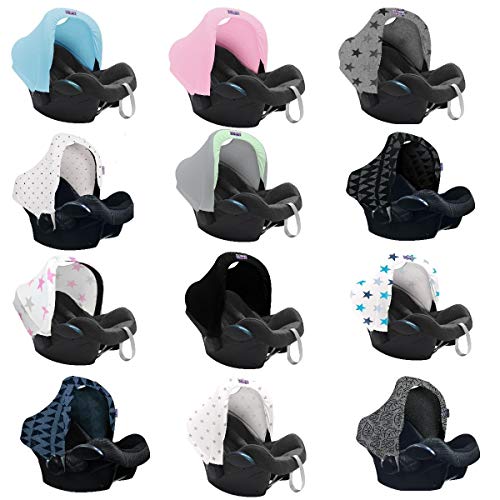 Original Dooky Hoody Sonnenschutz für Babyschalen der Altersgruppe 0+ inkl. UV-Schutz 40+ Universal geeignet für die meisten Marken, schwarz
