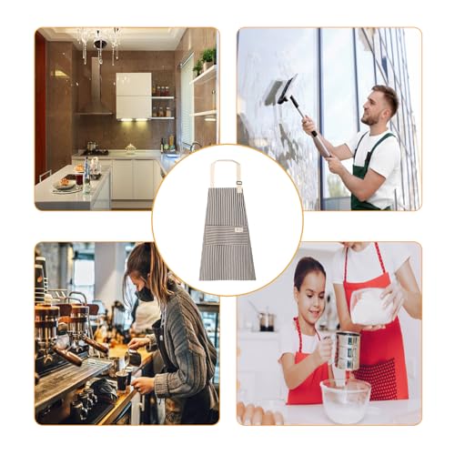 Bailinks Unisex Stripe Apron with Adjustable Straps and two Pockets, Premium Cotton Apron for Cooking, BBQ, Baking, Gardening, and Home Cleaning, Ideal for Chefs and Home Enthusiasts (Brown) - Cosy Home Interiors Bailinks Unisex Stripe Apron with Adjustable Straps and two Pockets, Premium Cotton Apron for Cooking, BBQ, Baking, Gardening, and Home Cleaning, Ideal for Chefs and Home Enthusiasts (Brown) - Image 5