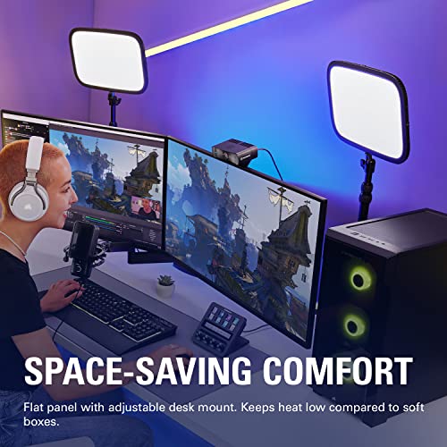 Image of Elgato Studio Set Bundle - Extra Wide Chroma Key Panel, Professional Studio Light for Streaming, Video Conferencing, on Instagram, YouTube, TikTok, Zoom, Teams, OBS, PC /Mac /iPhone /Android