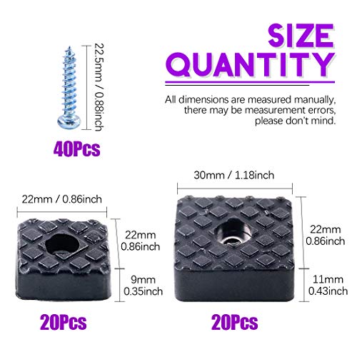 Swpeet 80Pcs Black 22mm & 30mm Square Shape Furniture Pads with Screws - Image 2