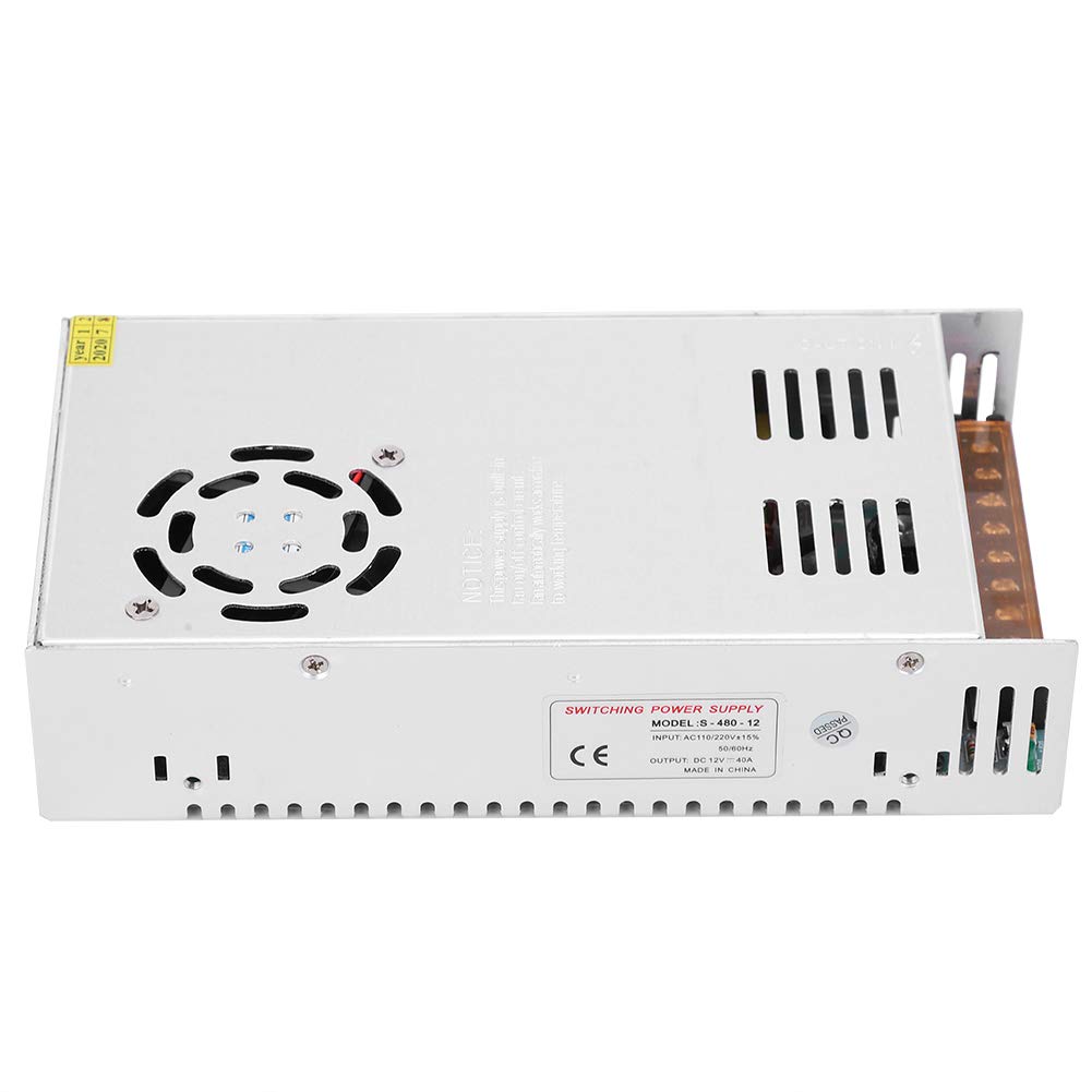 Controlador de Fuente de Alimentación Barra Luz Pantalla LED Aleación Aluminio DC12V para Automatización Industrial - Equipo Voltaje Medio y bajo Alta Eficiencia (S-480-12 (12V/40A/480W)
