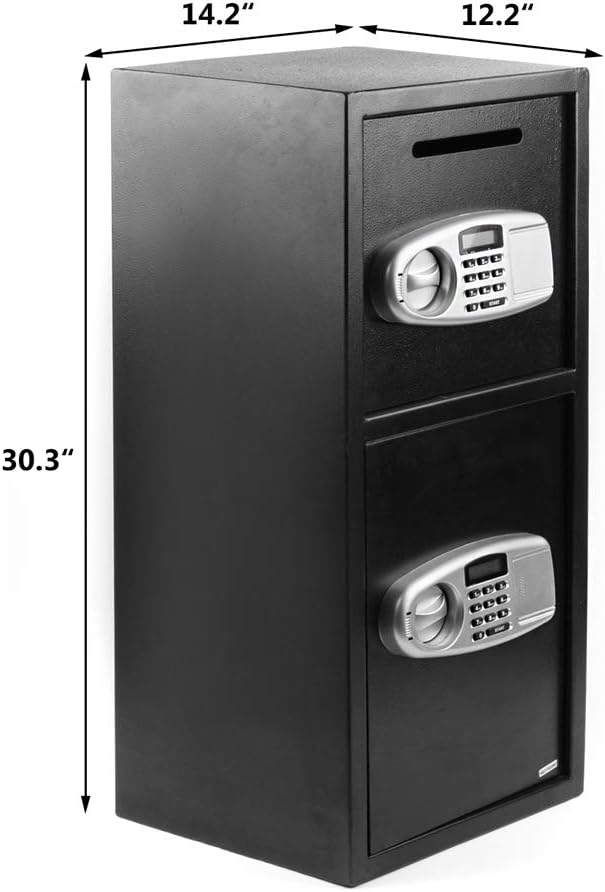 Safe Box Security Lock Box with Double Door and Keys,Safes Home Office Security Lock Digital Safe Depository Drop Box for Cash Valuable,Gun Storage