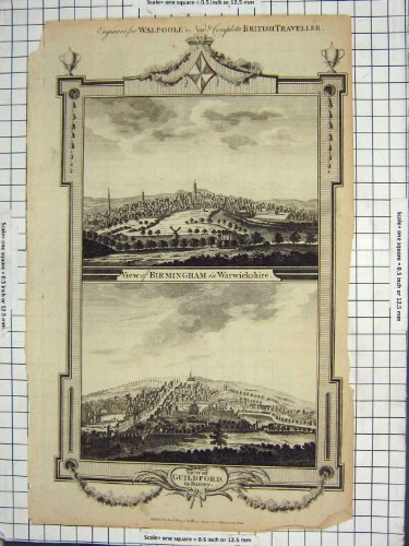 Old-print Vue Birmingham le Warwickshire Guildford Surrey Angleterre Old-print Vue Birmingham le Warwickshire Guildford Surrey Angleterre