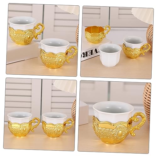 Yardwe Tassen Milchbecher Whiskygläser alter Weinwärmer Becher mit Metallgriff Keramikbecher Retro-Weinbecher Weinglas Porzellantasse Trinkbecher Aluminiumlegierung Antiquität Schnapsglas – Bild 4