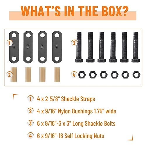 Image of Trailer Axle Shackles Kit: Trailer Shackles with Trailer Shackle Bolts, 2-5 /8 inch Trailer Shackle Straps (262), Used On Dual-Axle Systems And All Triple-Axle Systems