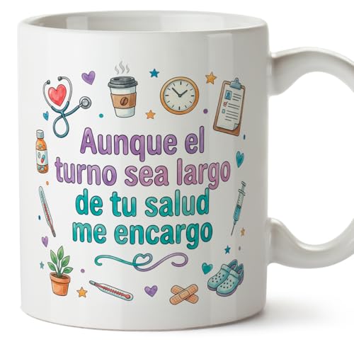 MUGFFINS regalo médico | Taza enfermera con frase Aunque el turno sea largo de tu salud me encargo en Español 330 Ml/11 oz | Idea original para sanitarios, doctores y cuidadores | sanitarios v3 MUGFFINS regalo médico | Taza enfermera con frase Aunque el turno sea largo de tu salud me encargo en Español 330 Ml/11 oz | Idea original para sanitarios, doctores y cuidadores | sanitarios v3