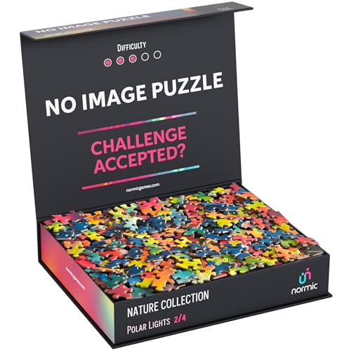 Image of Normic - No Image Puzzle 1000 Irregular Pieces Extreme Difficult Jigsaw Challenge Adults Hardest Puzzle No Guide Ultimate Brain Teaser Hard Level Polar Lights Mystery Unique Gift