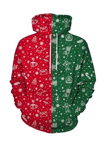 WeWrsyi Christmas Hoodies for Men Women Funny 3D Novelty Graphic Pullover Sweatshirt Teen Boy Girls Hoodie With Pocket