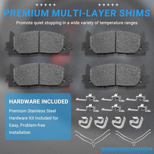 Image of Front Brake Pads Set Compatible with Le-xus ES300h ES350, Toyota Avalon Camry Automotive Replacement Brake Pads Semi-Metallic D1222