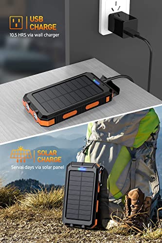 Carregador portátil de energia solar - 36800mAh 5V3.1A 18W PD QC 3.0 Dual 2 portas USB incorporadas