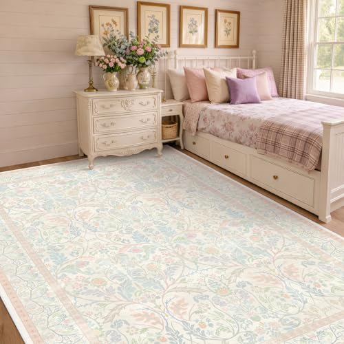 Evyhood Light Pink 6x9 Girl Bedroom Rug Low Pile &