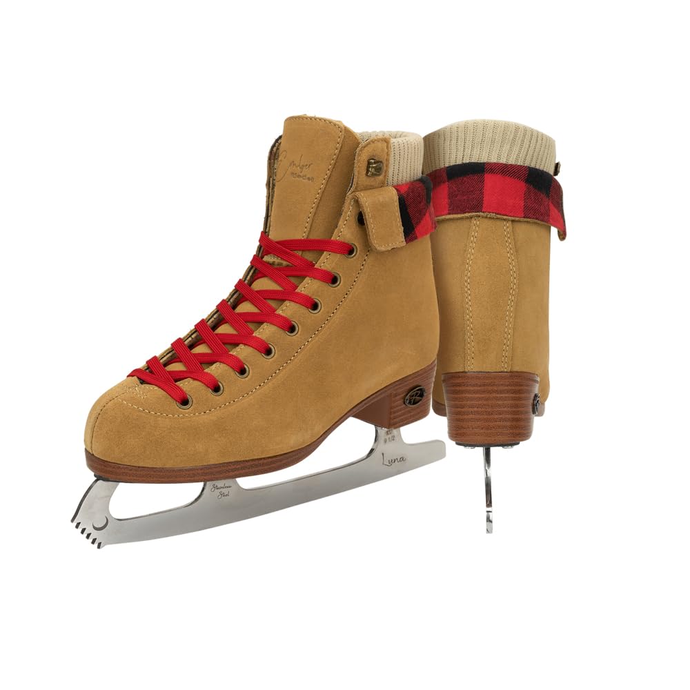 Riedell Ember Recreational Ice Skates for Women and Men - Comfortable Suede Leather Figure Skates with Lightweight PVC Outsoles and Fold-Over Collars