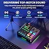 PUPGSIS Gaming Audio Mixer, Audio Interface for PC/Podcast/Streaming, Sound Board with 3.5mm/XLR Mic Input, 48V Phantom Power, Voice Changer, Live Sound Card with DJ Mixer Effects/Bluetooth/4 Channel