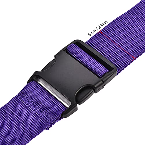 Image of uxcell Luggage Strap Suitcase Belt with 2 Buckles, 2Mx5cm Cross Adjustable PP Travel Packing Accessory, Purple