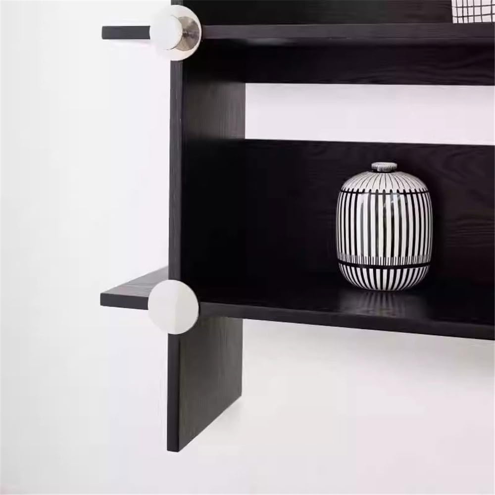 Instalación Estantes Negros for Libros montados en la Pared, estantería de exhibición Tablero sintético, for Sala Estar, Organizador Oficina, Estante Decorativo (2 Niveles)