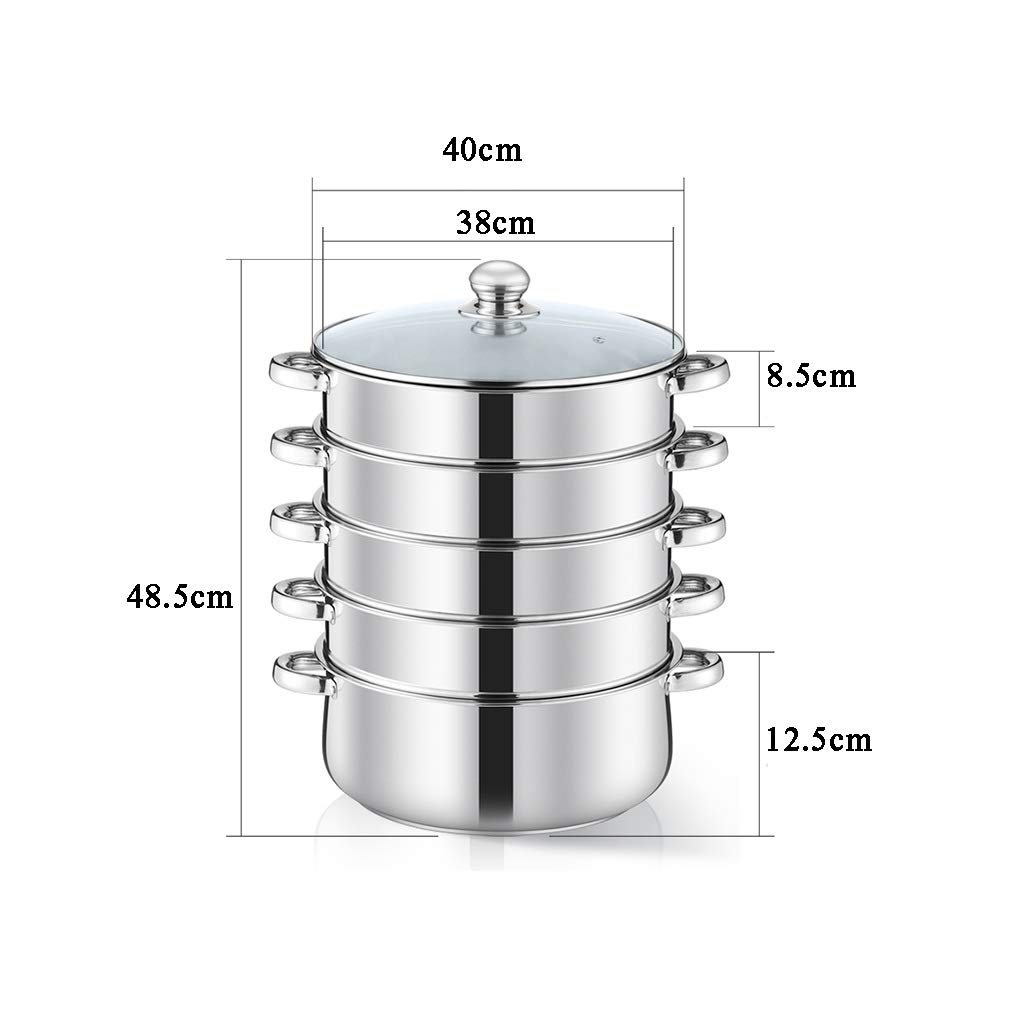 Pentola a vapore a tre livelli spessa da 40 cm per fornelli a induzione a gas, pentole multiuso universali