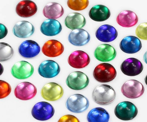 Allstarco KraftGenius 13mm 1/2" Flat Back Acrylic Cabochons Plastic Gems for Crafts Costume Embelishments Card Making Jewels Jewelry Making Supplies