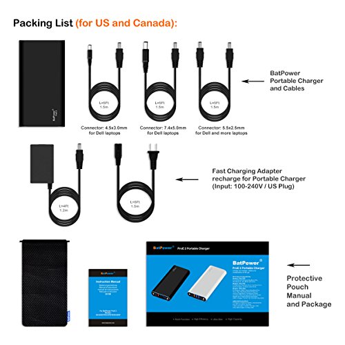 Batpower Ex7D 98Wh Laptop Power Bank Compatible With Dell Inspiron Latitude Xps Mini Precision Studio Vostro Laptop Notebook External Battery Portable Charger Usb Qc Quick Charge Tablet Smartphone #TOP3
