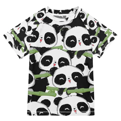 Aflyko Kid Rashguard Shirt Happy Panda Boys Girls Swimsuit Top