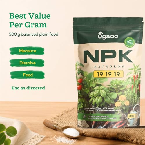 Image of Ugaoo InstaGrow NPK 19:19:19 Fertilizer (500g) Powder| Water-Soluble Plant Food for Growth, Flowering & Fruiting | Balanced NPK for Indoor & Outdoor Plants