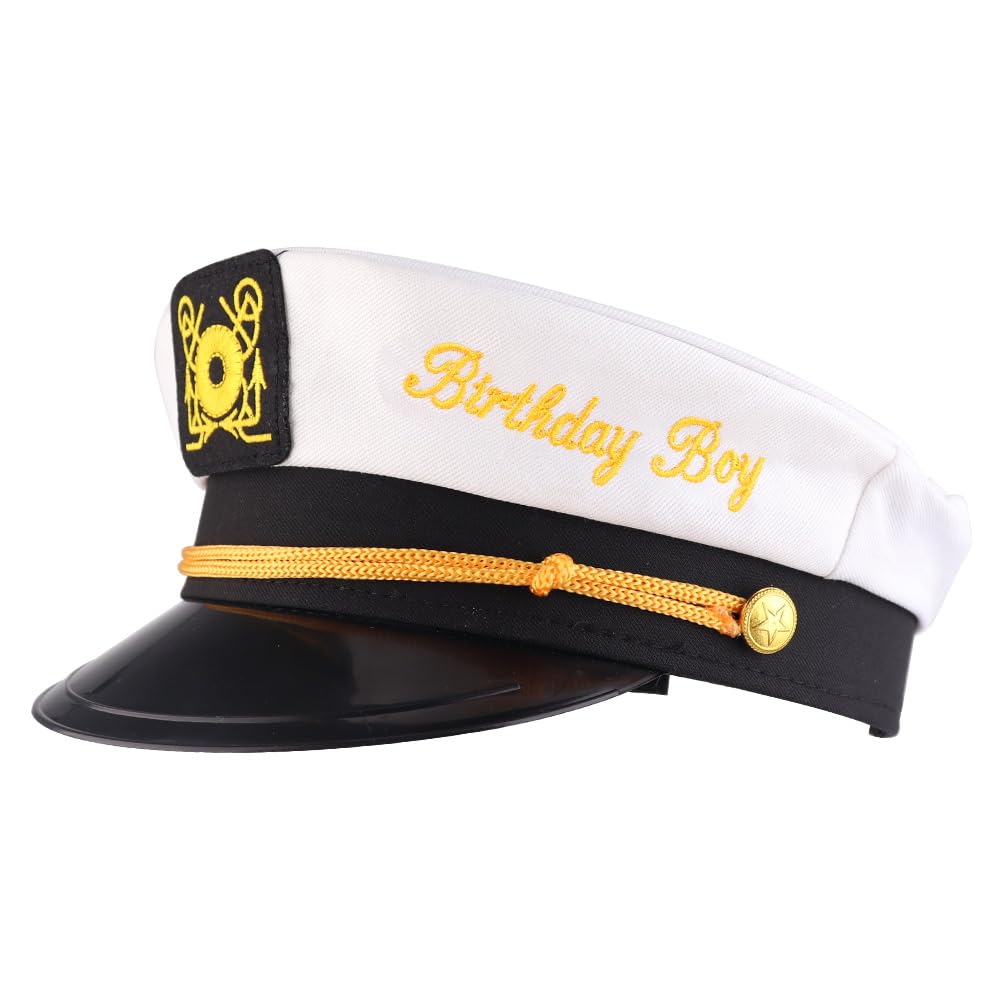 Birthday Boy Captain's Hat - Funny Birthday Hat | Nautical Themed Party Accessory for Men | Happy Birthday Hats Adults Gifts Boating Decorations Decor Ideas Boat Accessories Caps Favors Gift Supplies