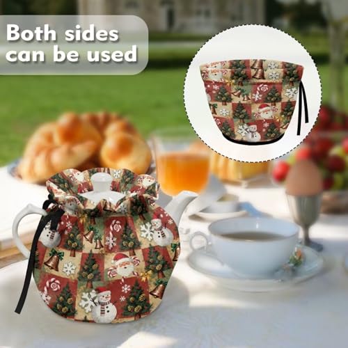 Image of Christmas Tea Cosy for Teapot Insulated Kettle Cover Thicken Breakfast Warmer Kitchen Teapot Dust Covers Washable Tea Cozy Tabletop Decorations for Afternoon Tea Coffee Party