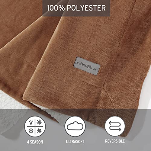 Eddie Bauer - Throw Blanket, Reversible Sherpa Fleece Bedding, Home Decor For All Seasons (Solid Brown, Throw) #TOP5