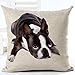 Cotton Linen Cute Funny Various Pet Dogs Human Friends Boston Terrier Throw Pillow Covers Cushion Cover Decorative Sofa Bedroom Living Room Square 18 Inches