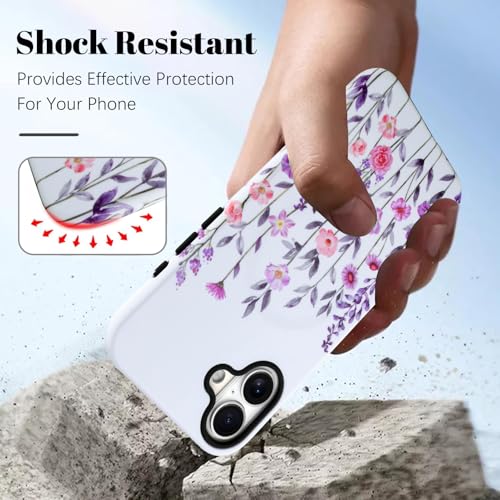 Image of Magnetic for iPhone 16 Plus Case for Women Girl, Floral White