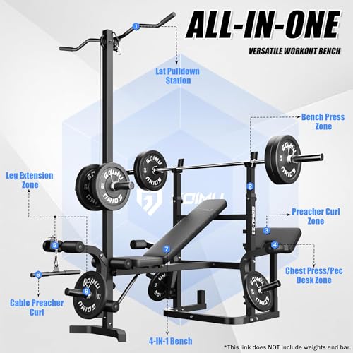 Z3 900LBS Olympic Weight Bench Set with Leg Extension, 9 in 1 Workout Press with Preacher Curl Pad and LAT Pulldown, Strength Training Bench for Home Gym - Image 2